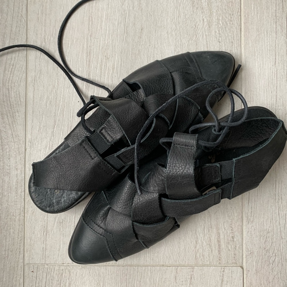 Free People Leather tie-up booties